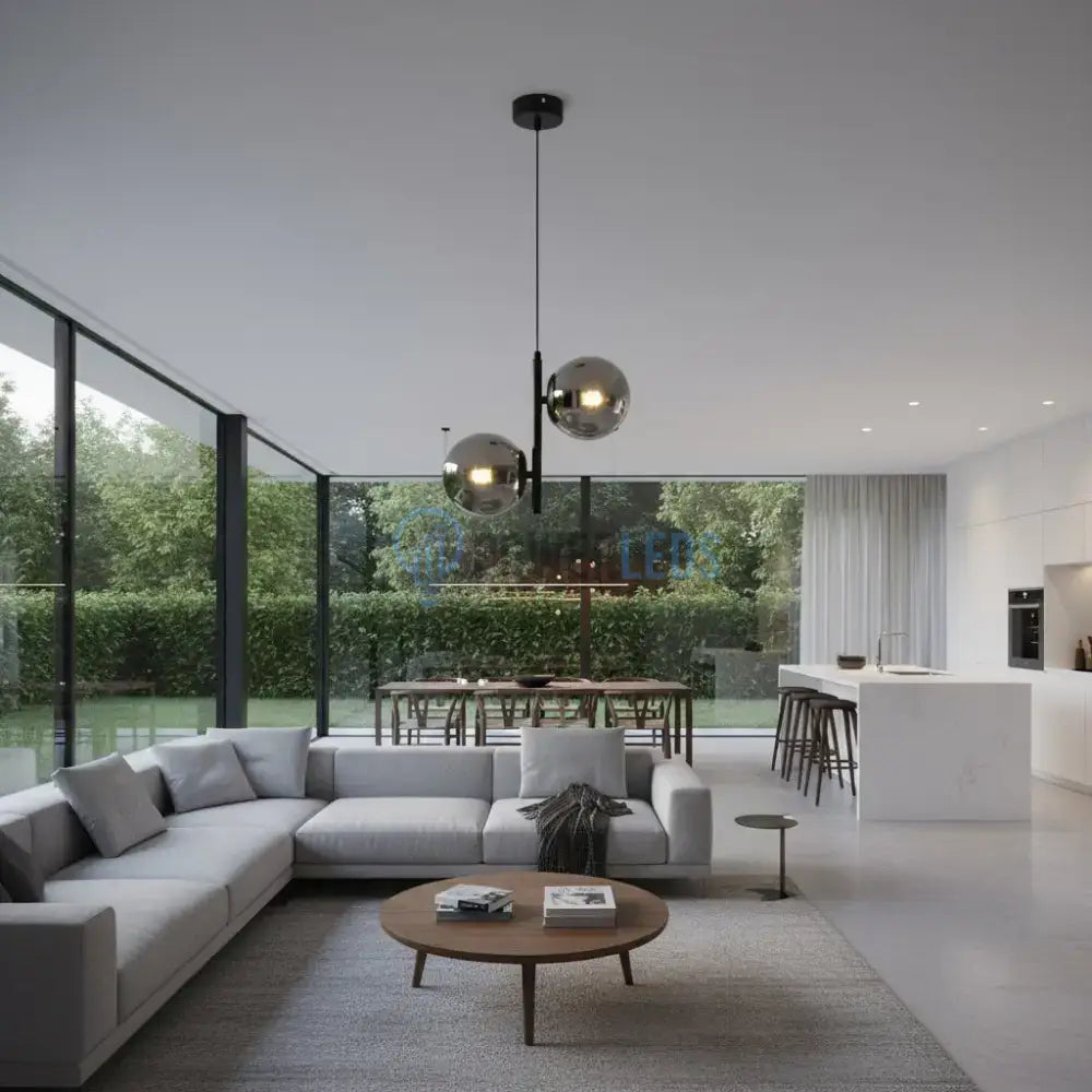 Pendul DIONIS Negru Abajur Fumuriu 2xE27 Chandeliers