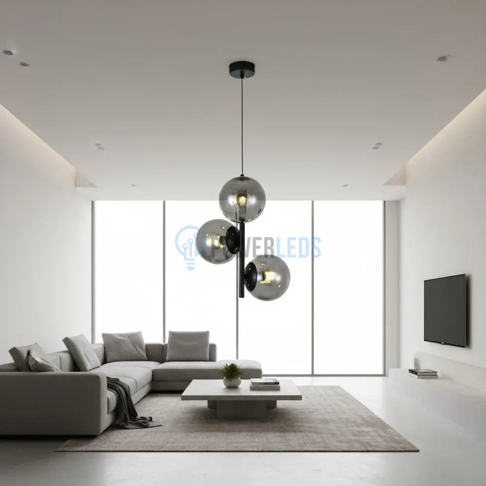 Pendul DIONIS Negru Abajur Fumuriu 3xE27 Chandeliers