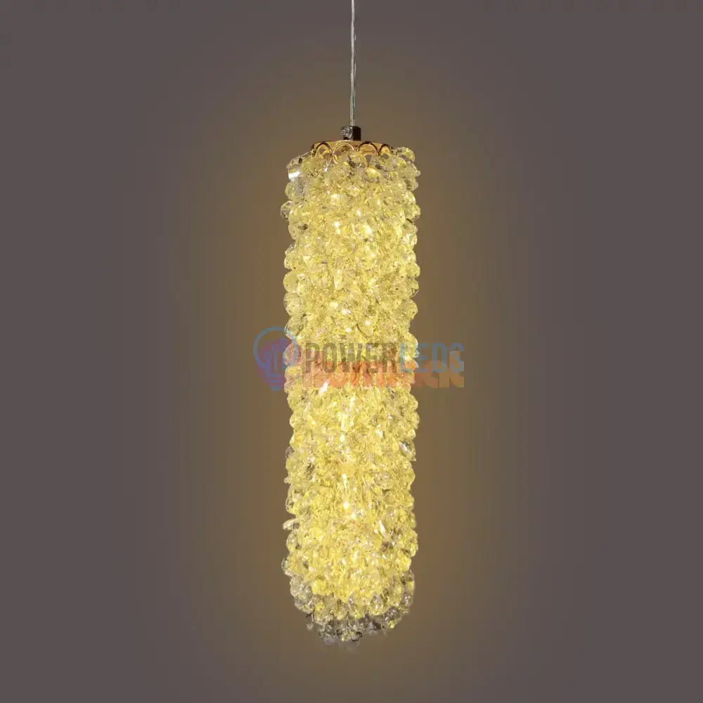 Pendul LED Cristal Sponge Cilindric Gold powerleds.ro