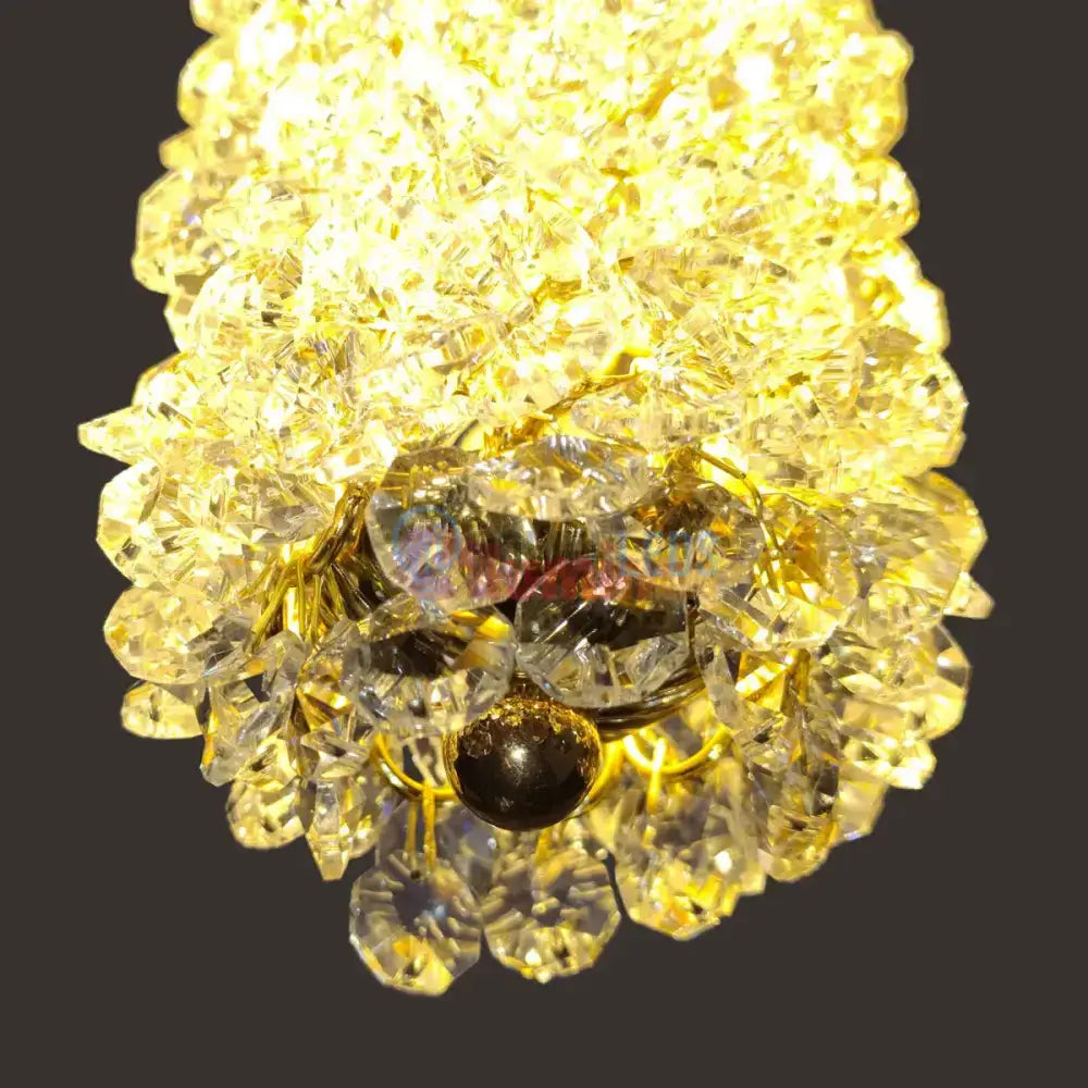 Pendul LED Cristal Sponge Cilindric Gold powerleds.ro