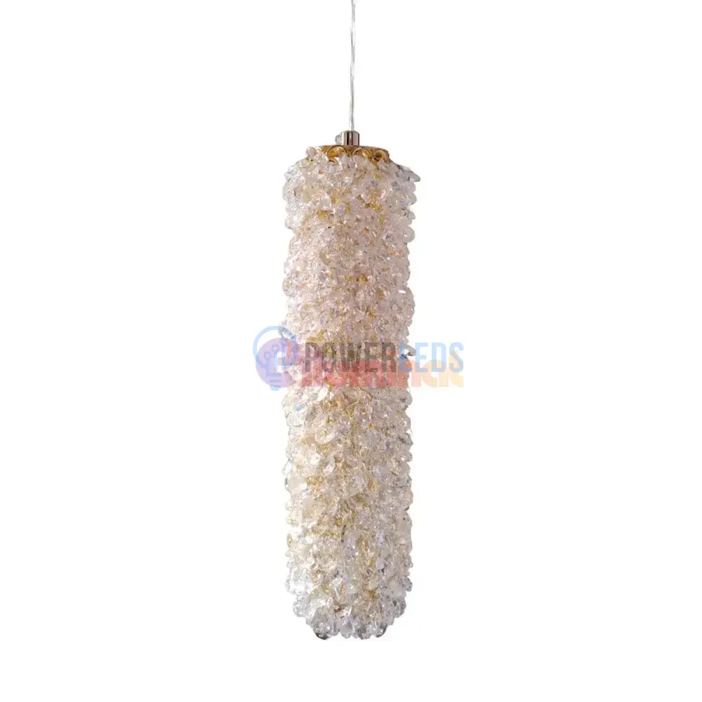 Pendul LED Cristal Sponge Cilindric Gold powerleds.ro