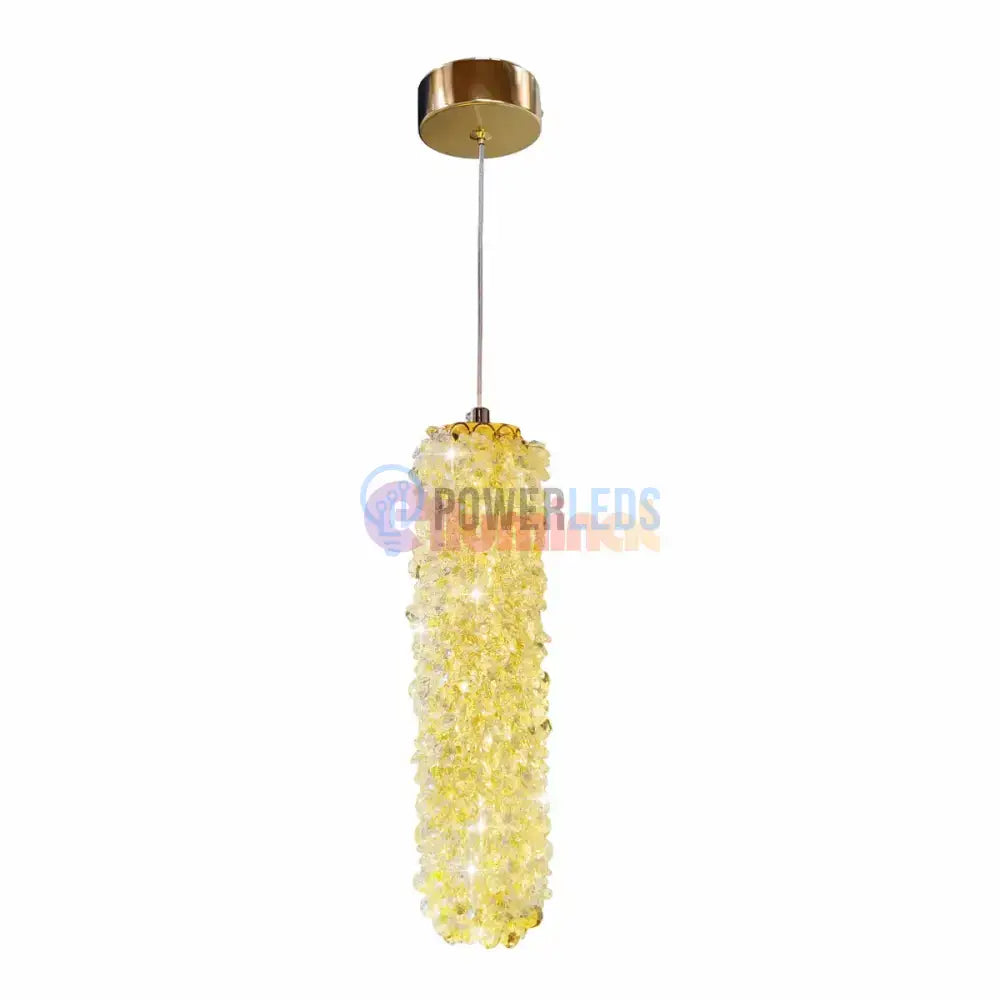Pendul LED Cristal Sponge Cilindric Gold powerleds.ro