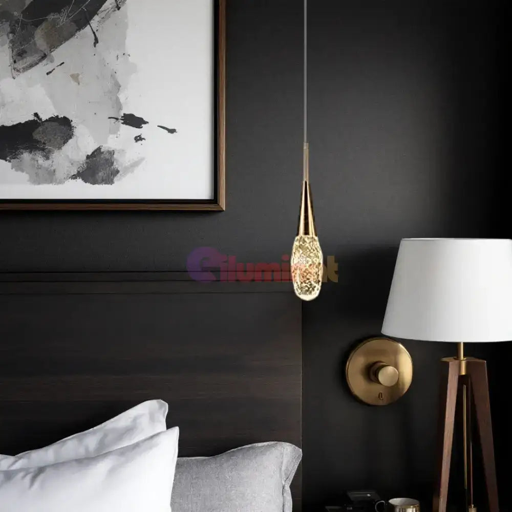 Pendul LED Luxury Crystal Golden Drops powerleds.ro