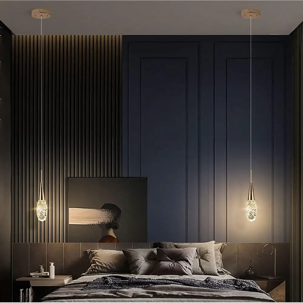 Pendul LED Luxury Crystal Golden Drops powerleds.ro