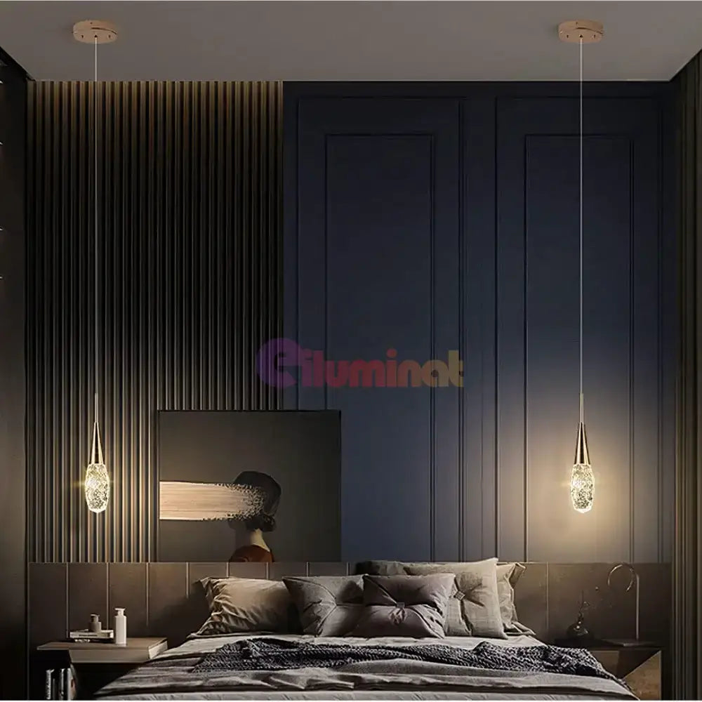 Pendul LED Luxury Crystal Golden Drops powerleds.ro