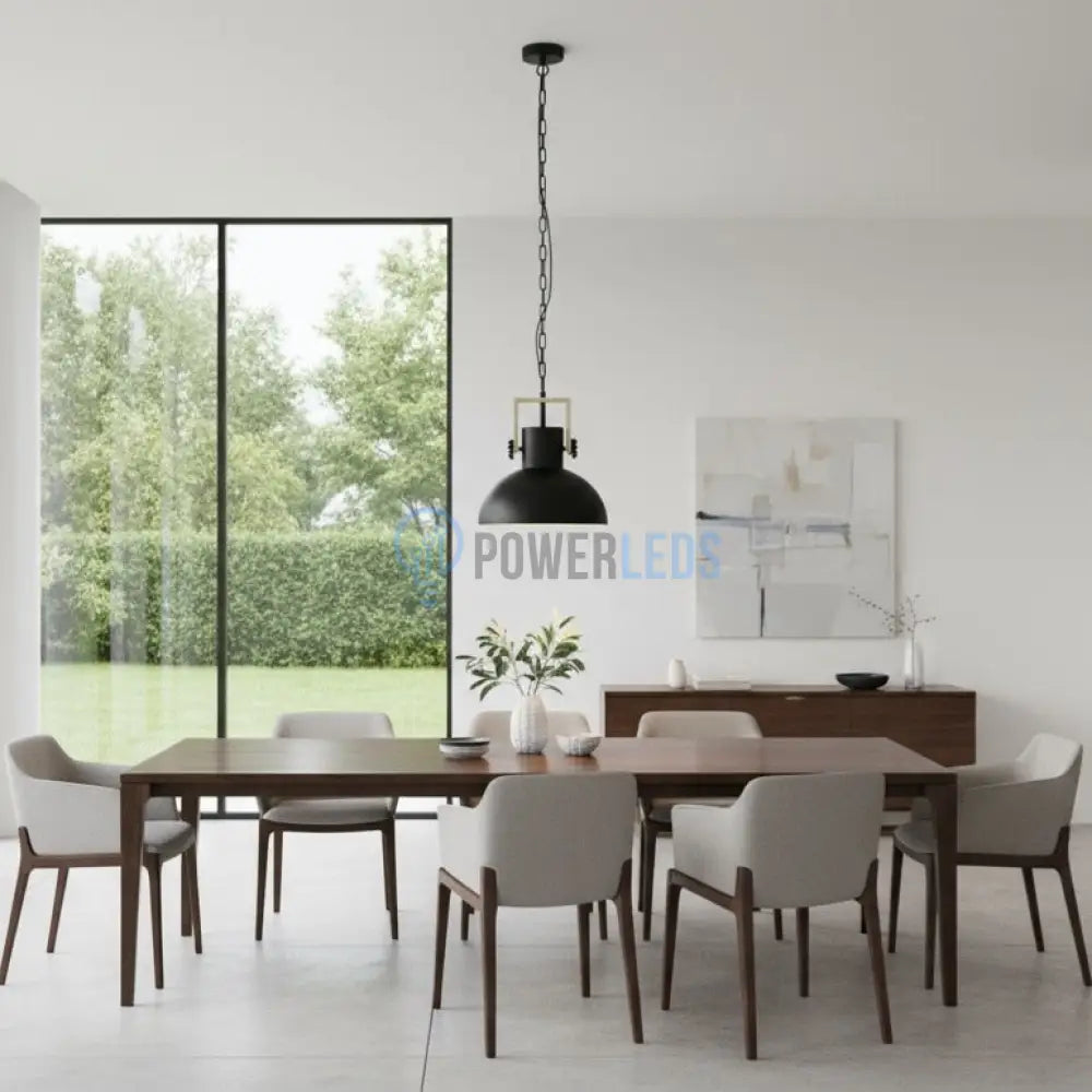 Pendul LUBENHAM Black & Brown 1xE27 Eglo Ø30CM Negru Lighting Fixtures