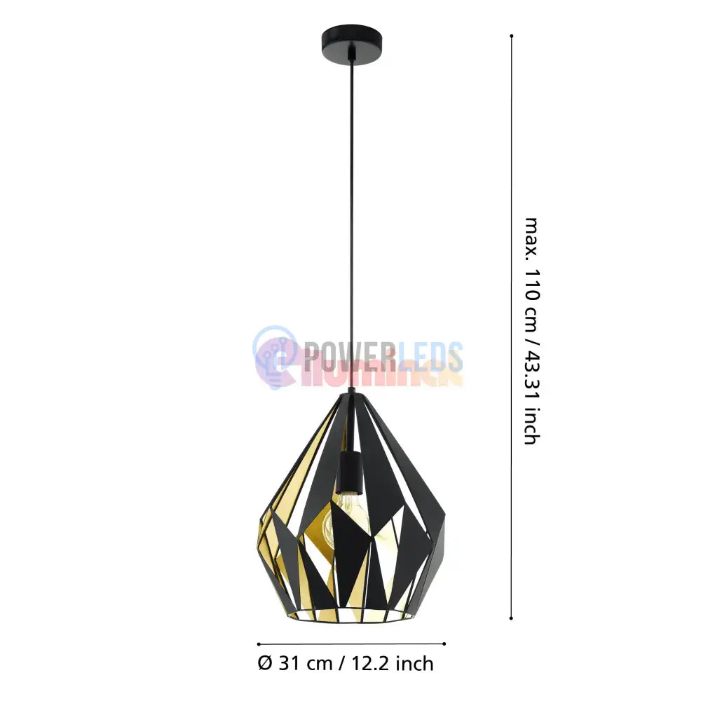 Pendul Vintage CARLTON 1 Black & Gold 110CM Eglo NEAGRA / VINTAGE SI RETRO DESIGN Lighting Fixtures