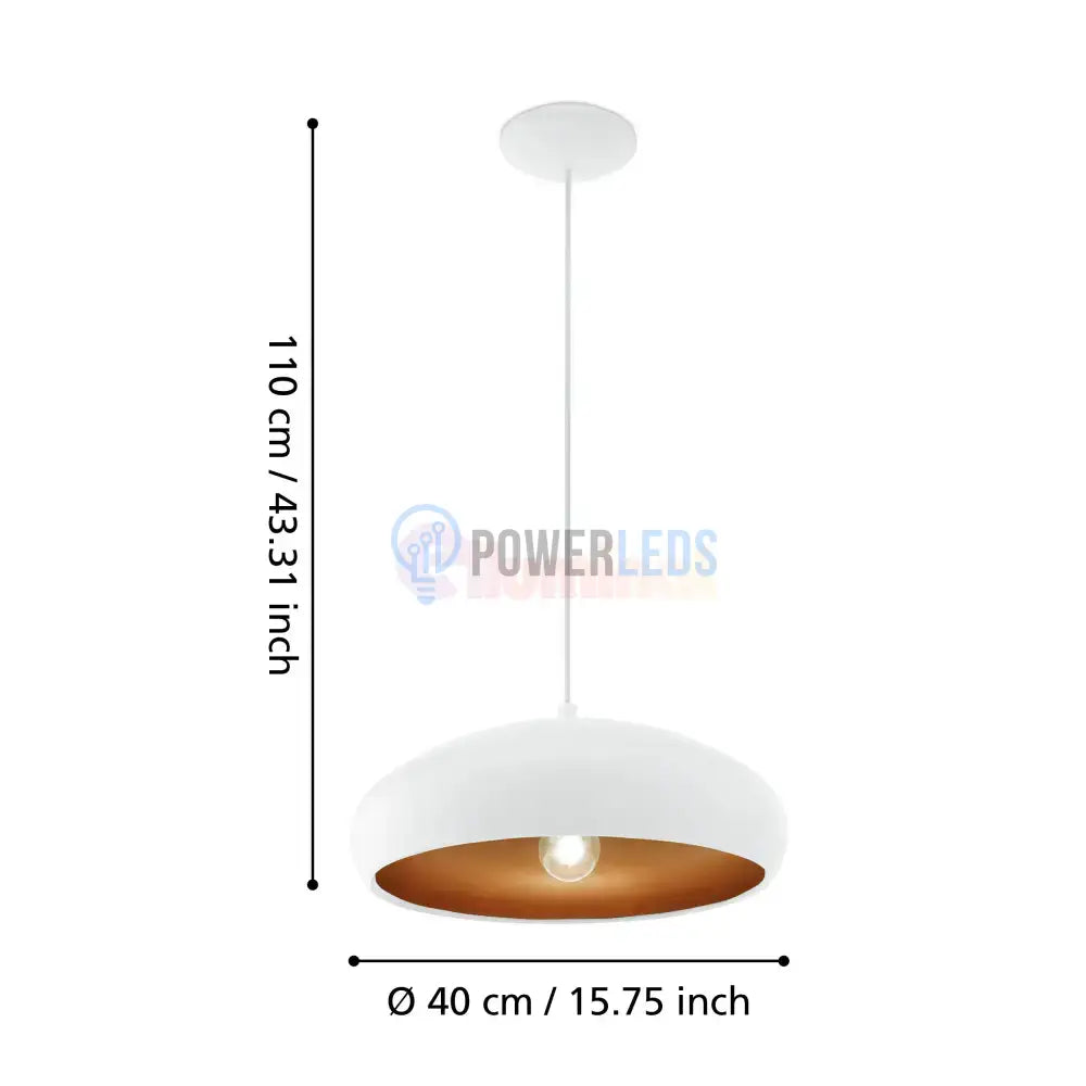 Pendul Vintage MOGANO 1 White & Gold 110CM Eglo ALBA / VINTAGE SI RETRO DESIGN Lighting Fixtures