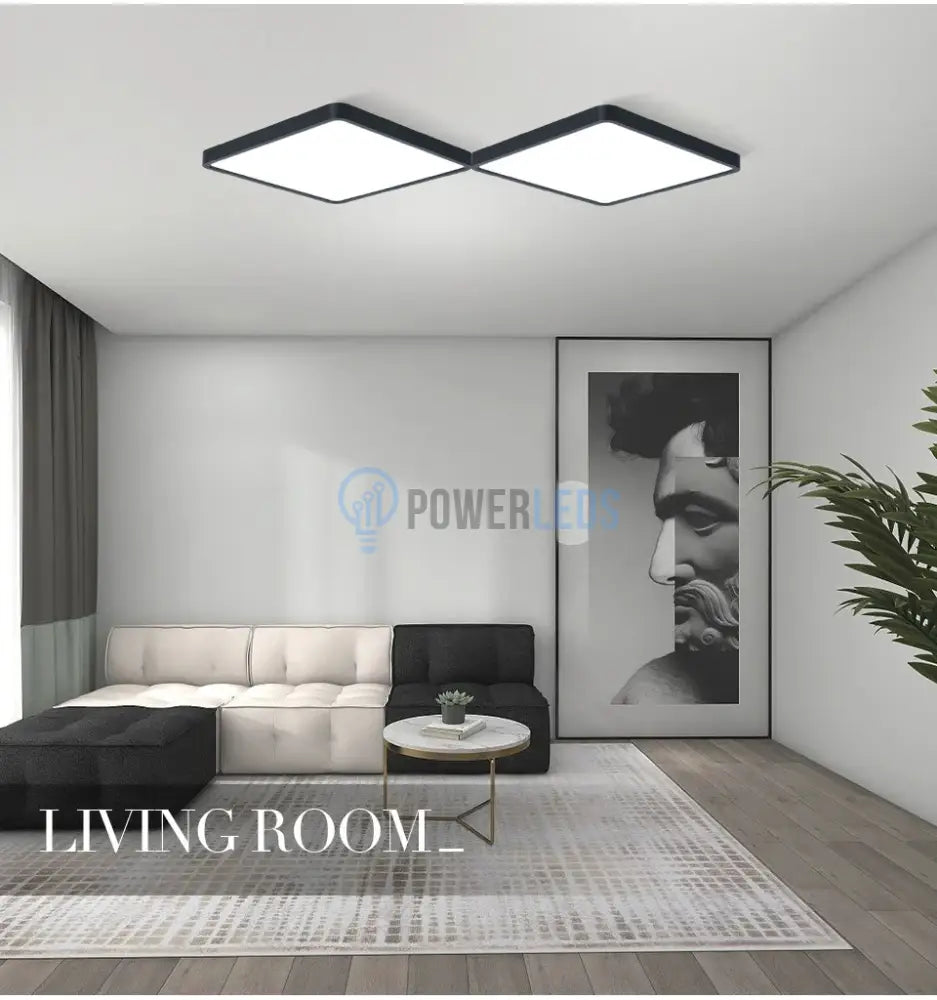 Plafoniera Led 40W Ultra-Thin Black Patrata Echivalent 400W Led Ceiling Light