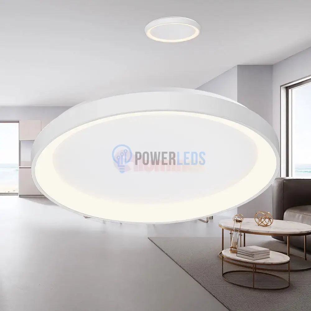 Lustra LED GIRONA White 3 Lumini din buton Echivalent 400W ALBA / 48CM / CIRCLE DESIGN Lighting Fixtures