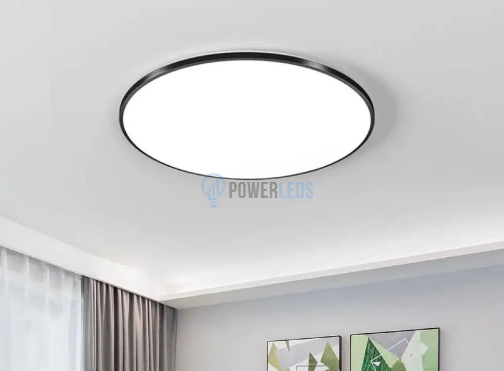 Plafoniera Led Rotunda 50Cm Ultra-Thin Black Echivalent 600W Ip44 Led Ceiling Light