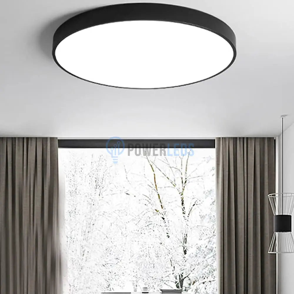 Plafoniera Led Rotunda 50Cm Ultra-Thin Black Echivalent 600W Ip44 Led Ceiling Light