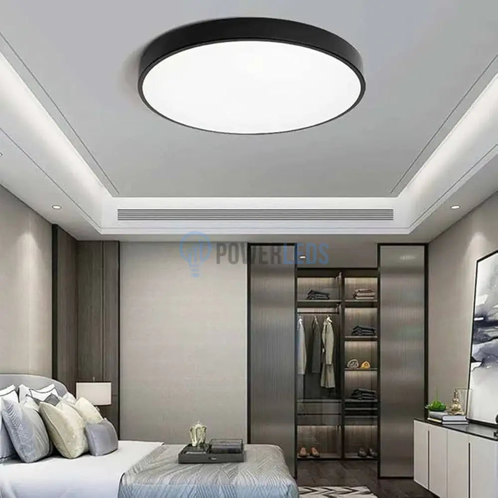 Plafoniera Led Rotunda 50Cm Ultra-Thin Black Echivalent 600W Ip44 Led Ceiling Light