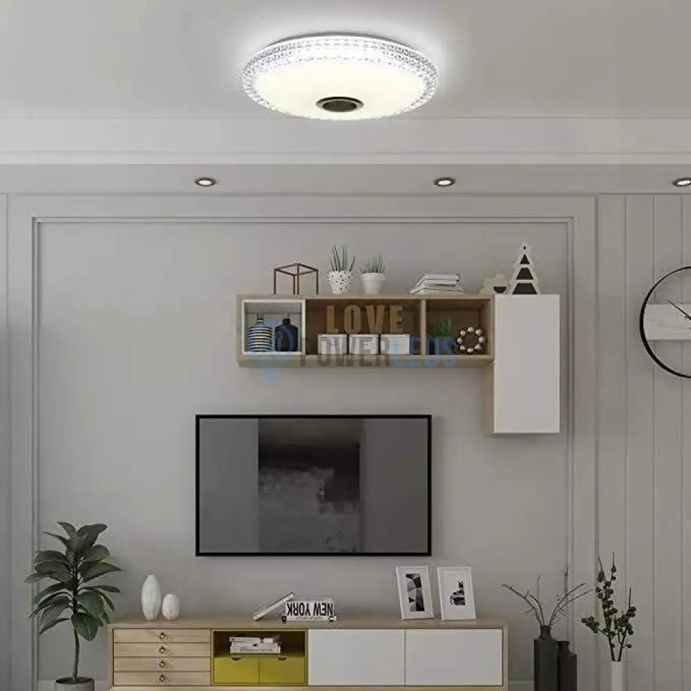 Plafoniera Led Smart 120W Rgb + Cct Cu Boxa Bluetooth Si Telecomanda Led Ceiling Light