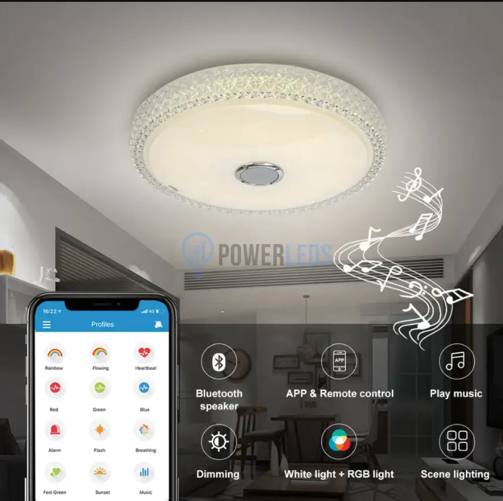 Plafoniera Led Smart 120W Rgb + Cct Cu Boxa Bluetooth Si Telecomanda Led Ceiling Light