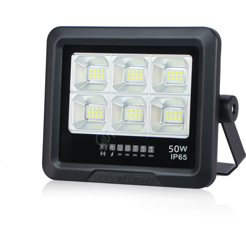 Proiector LED 50W Premium cu Panou Solar Monocristaline si Telecomanda