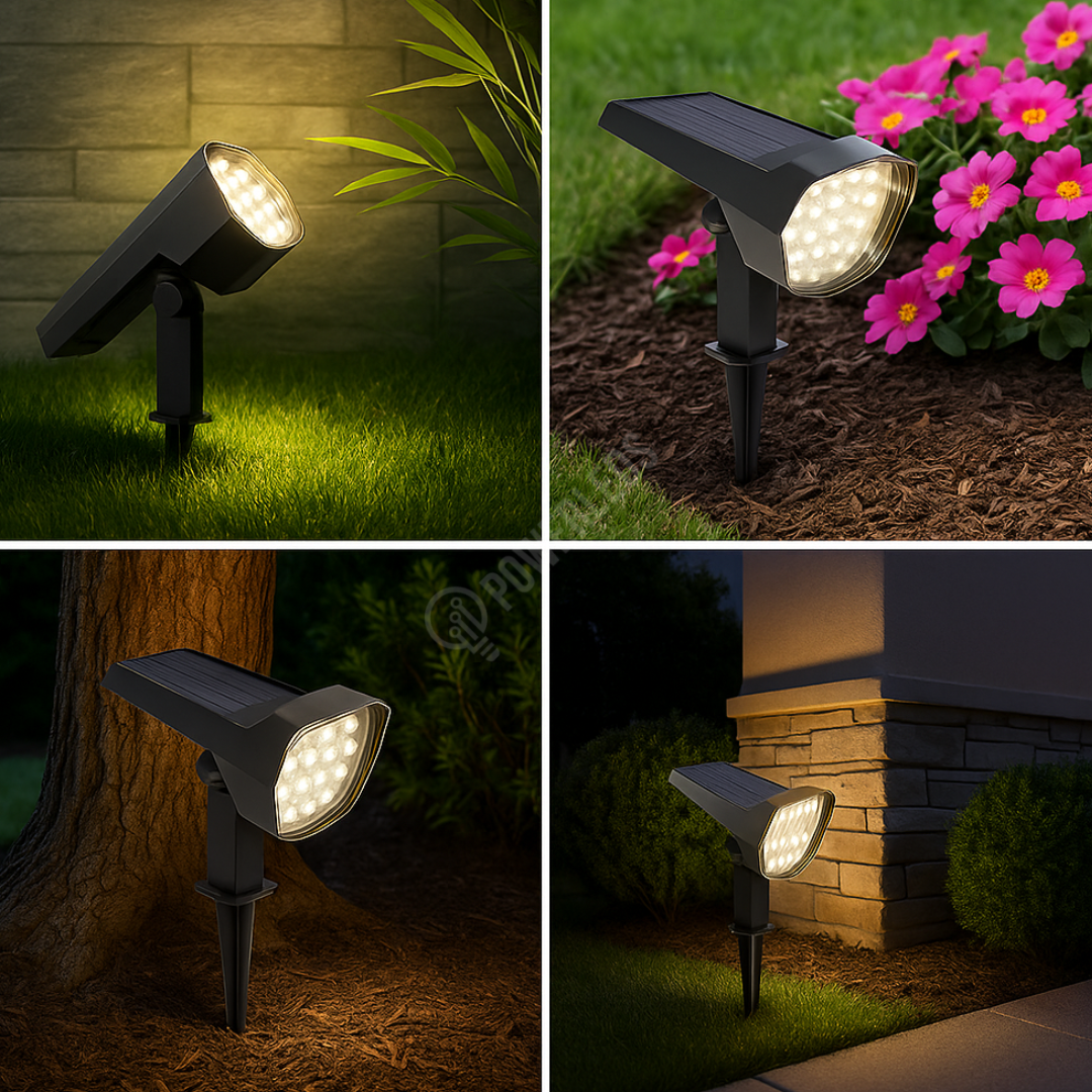 Stalp LED Gradina SPIKE 12W Dimabil cu Incarcare Solara IP65