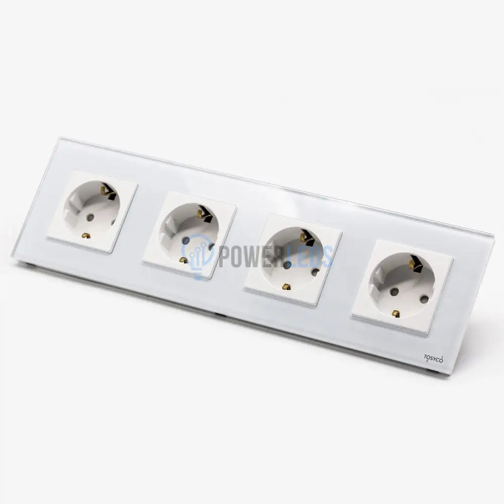 Priză Schuko Cvadruplă Cu Ramă Din Sticlă