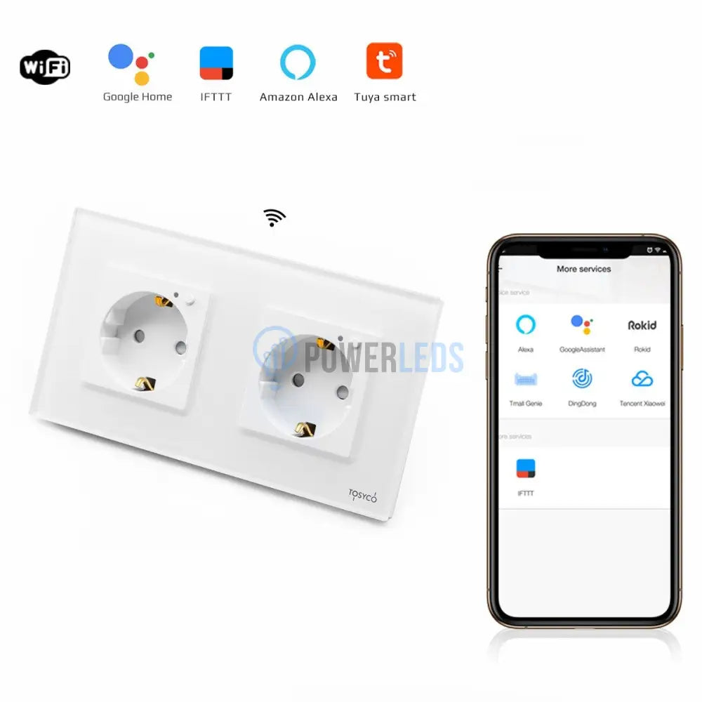 Priză Schuko Wifi Dublă Cu Ramă Din Sticlă