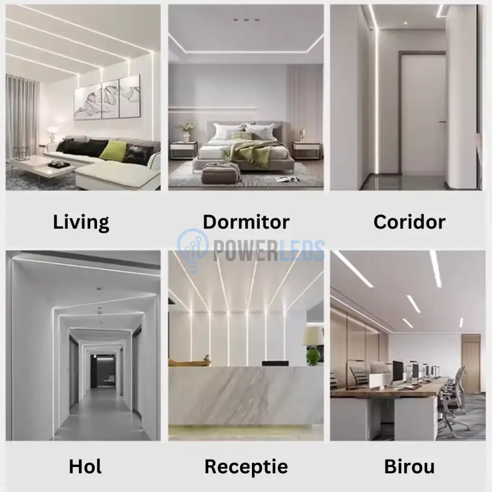 Profil LED 2 Metri Incastrat Sub Tencuiala