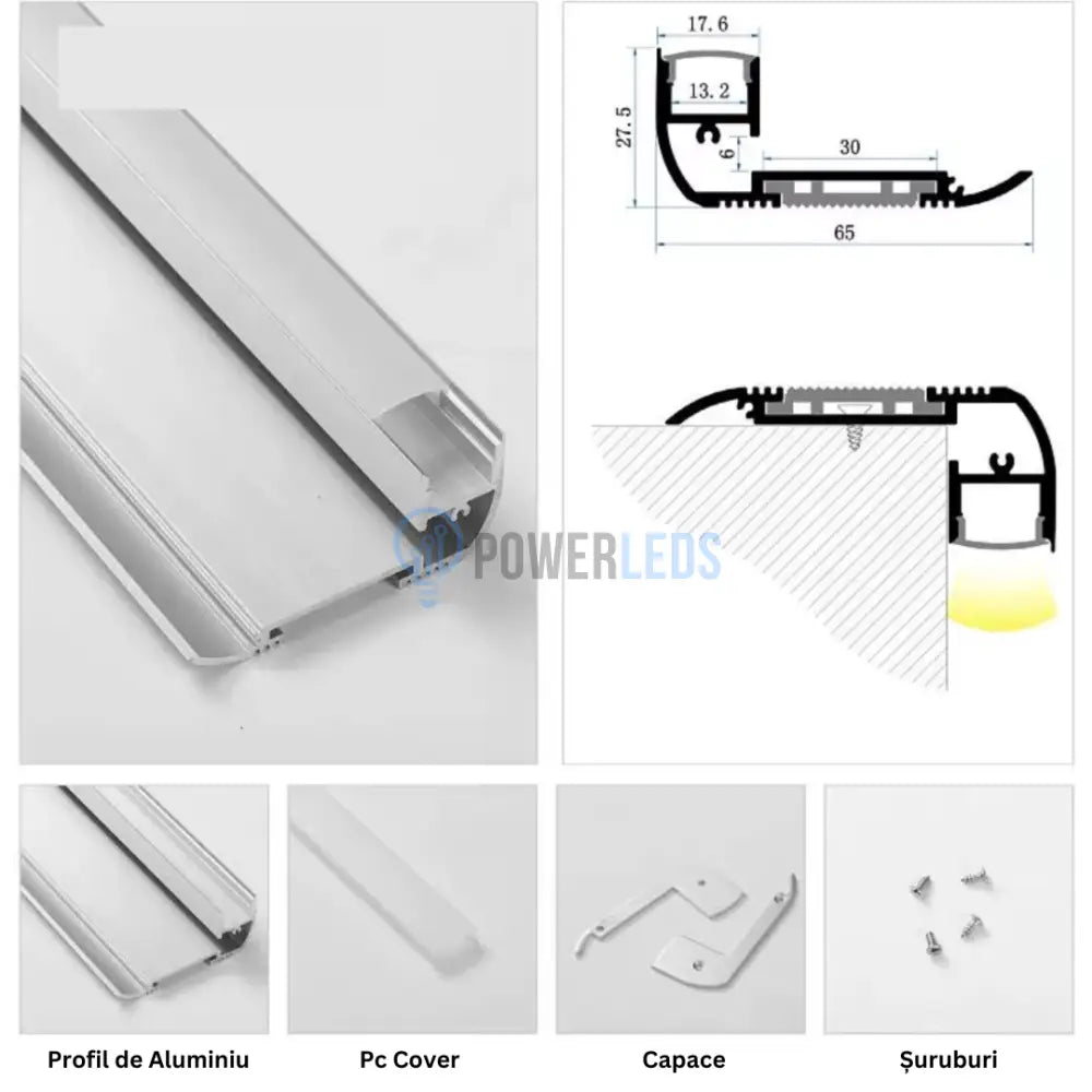 Profil LED Aluminiu Pentru Trepte 2 Metri