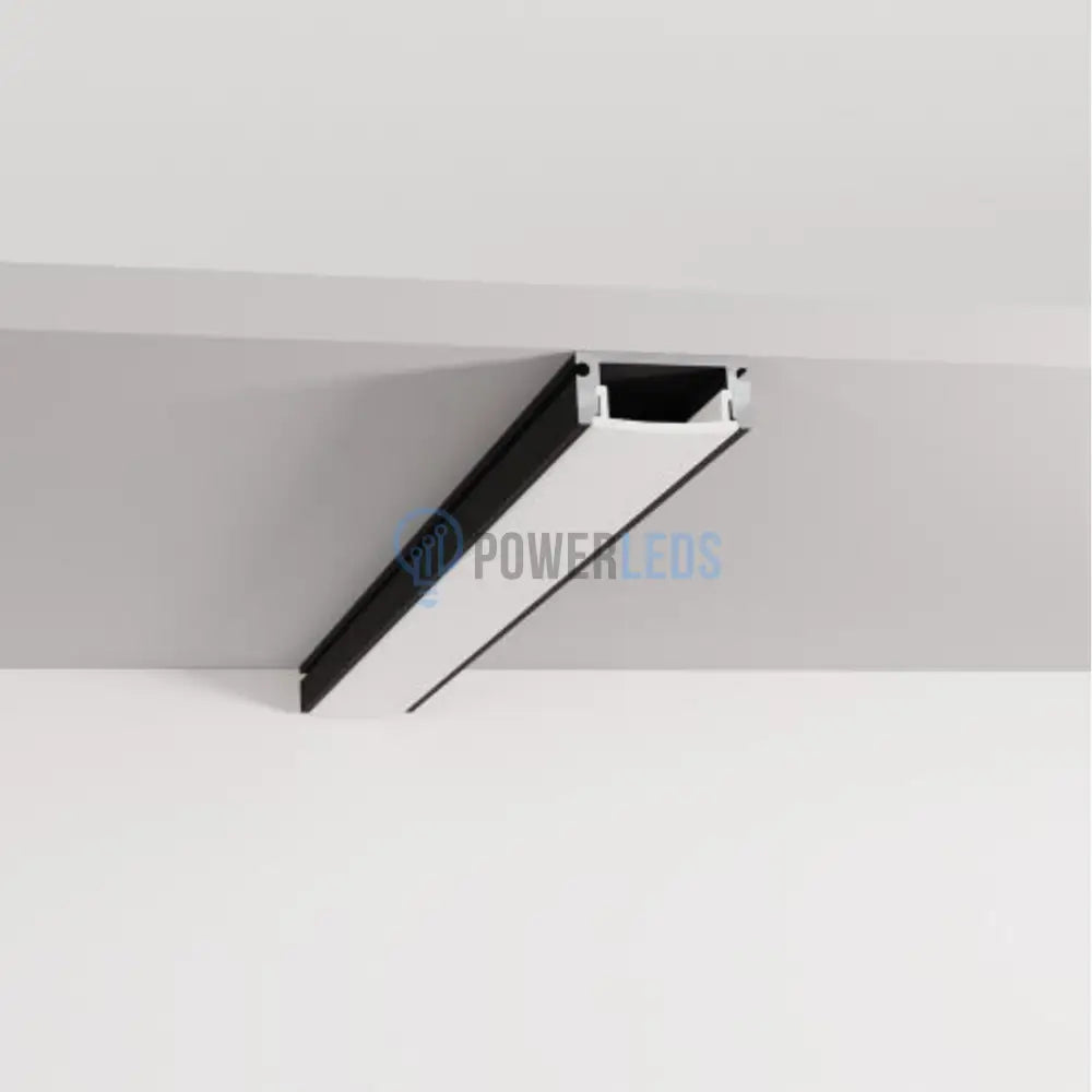 Profil LED Aplicat Negru 2 METRI Plat XL cu Dispersor Alb