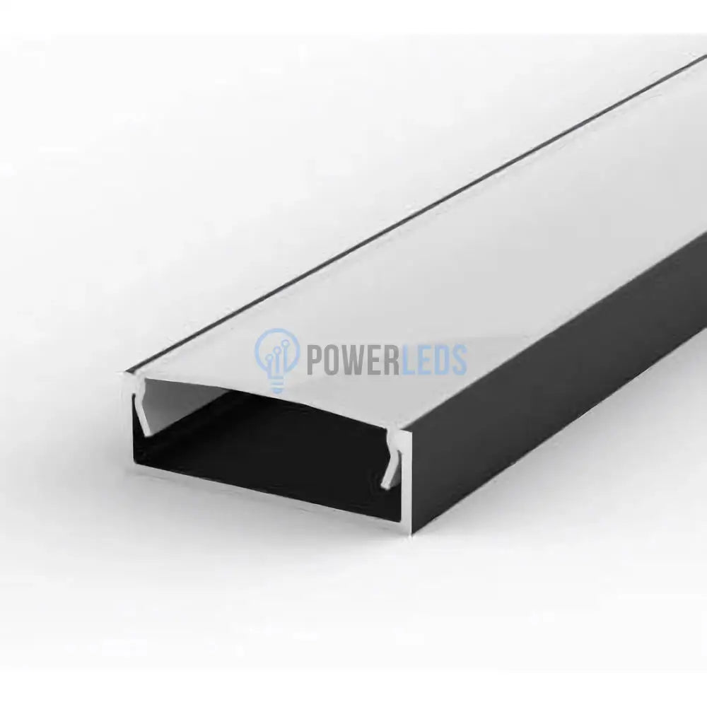 Profil LED Aplicat Negru 2 METRI Plat XL cu Dispersor Alb