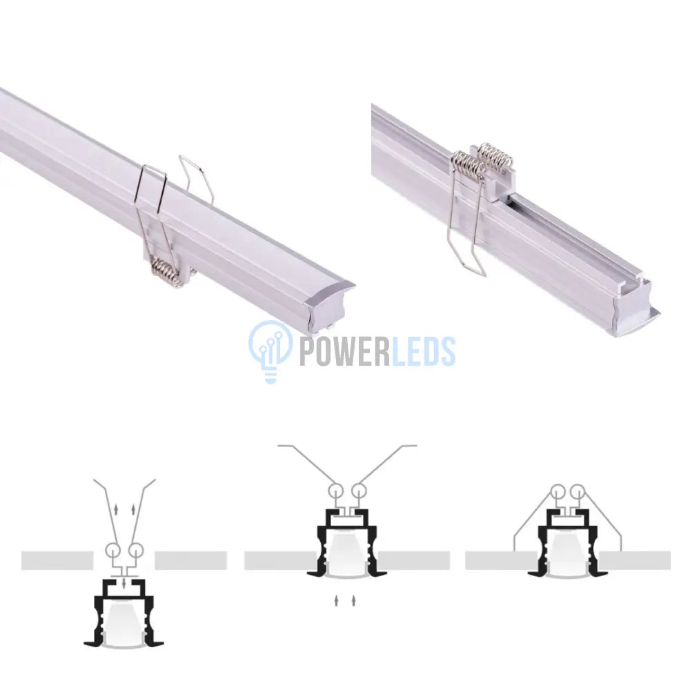 Profil LED 2 Metri Incastrat Adanc - Solutie Profesionala cu Cleme de Montaj