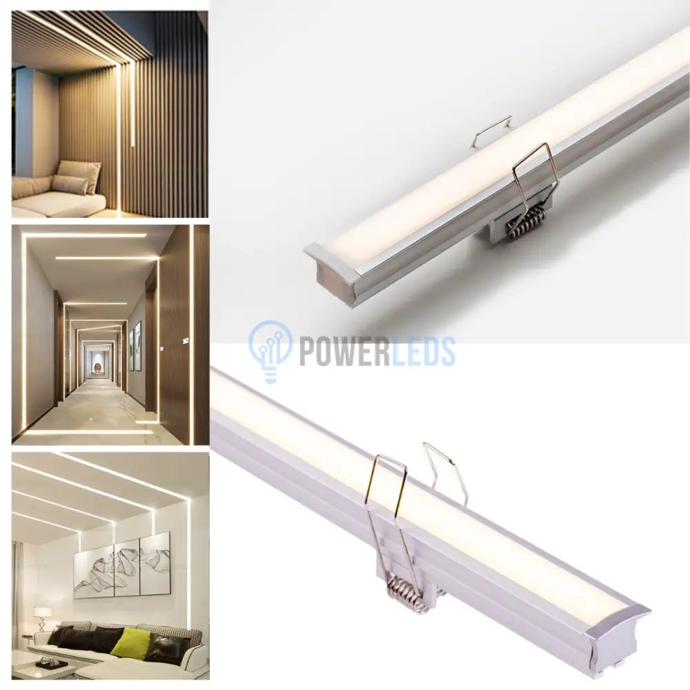 Profil LED 2 Metri Incastrat Adanc - Solutie Profesionala cu Cleme de Montaj