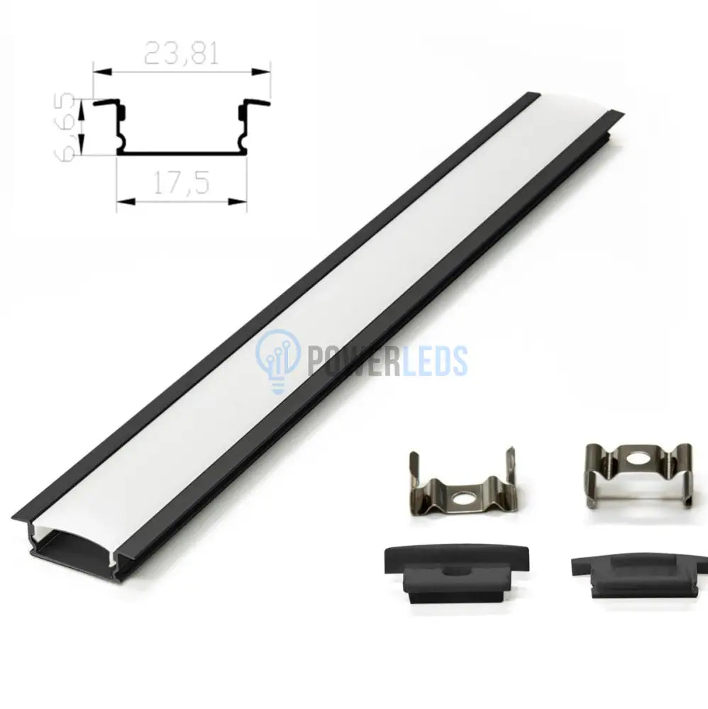 Profil Banda LED Incastrabil Negru cu Dispersor Alb Mat 2M PROFIL INCASTRABIL / NEAGRA
