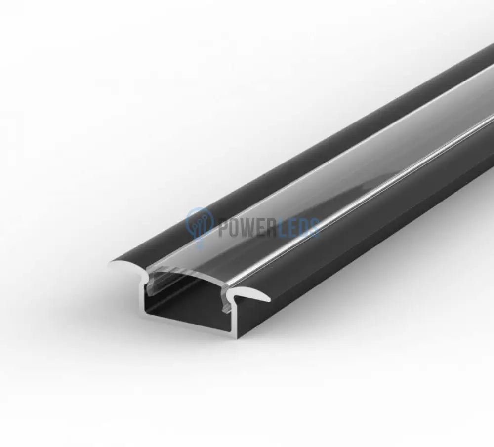 Profil LED 2 METRI Incastrat Negru Plat XL cu Dispersor Negru