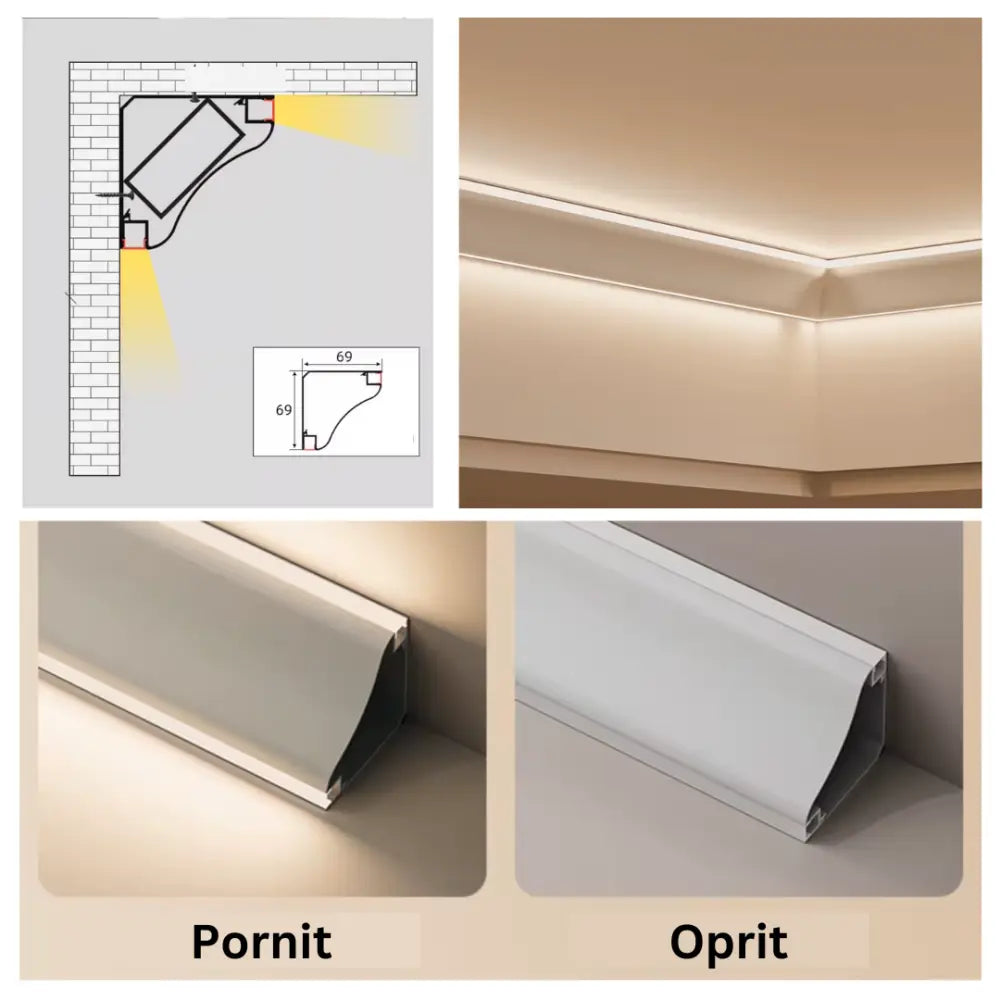 Profil LED Colt Dublu Aluminiu 2 Metri