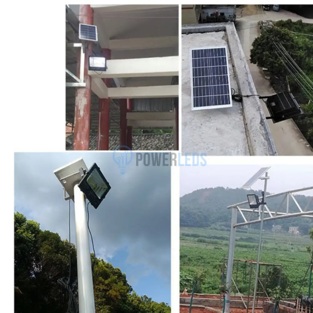 Proiector Led Negru Cu Panou Solar 100W Telecomanda Solar Light