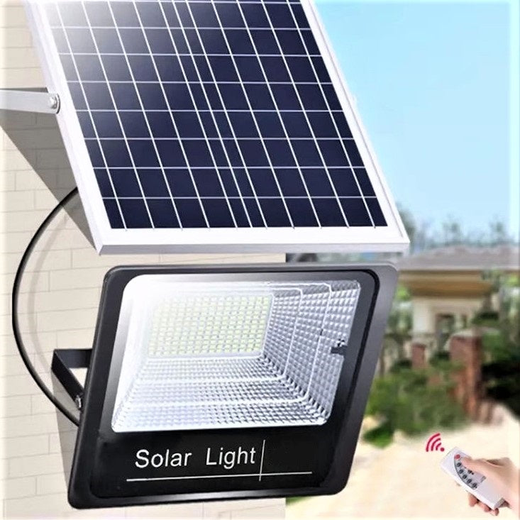 Proiector LED Negru cu Panou Solar 100W telecomanda