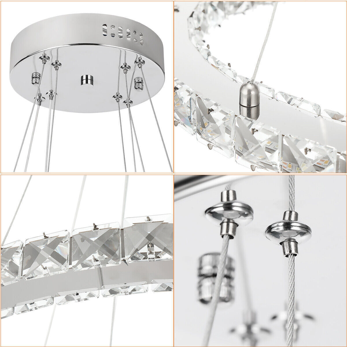 Lustra LED 2 Segmente CRISTAL SLIM Echivalent 500W Telecomanda