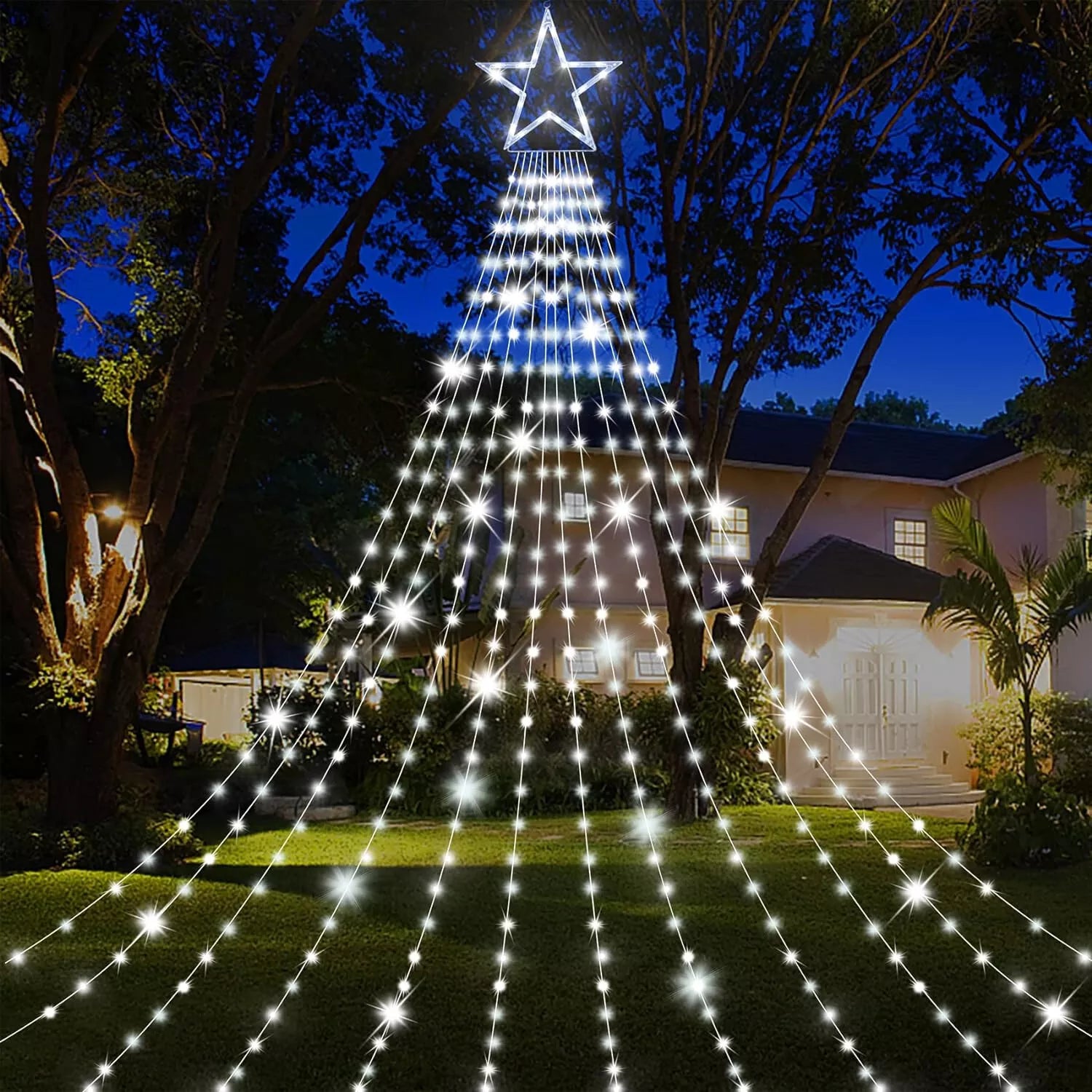 Instalatie LED Perdea cu Stea in Varf