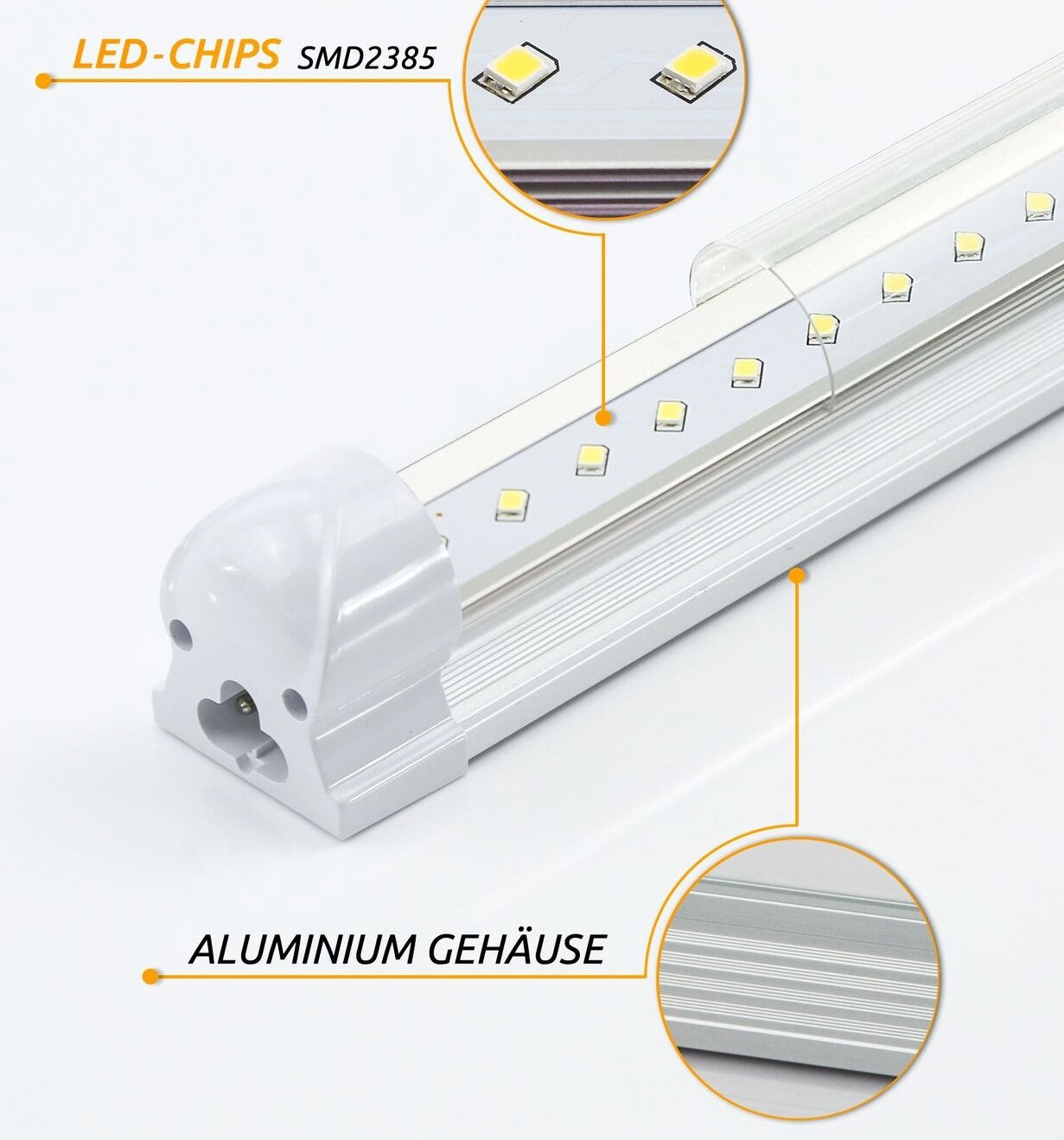 Tub LED T8 Transparent Suport Inclus 60cm 8W Interconectabil