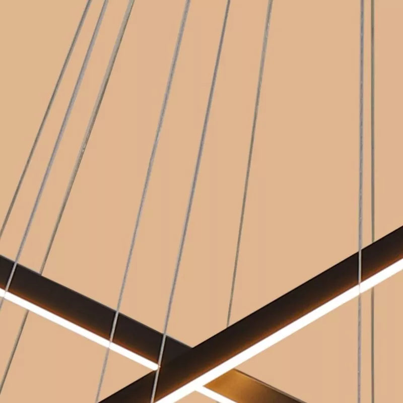 Lustra LED 9 Geometric BLACK Lines Suspendata Echivalent 1200W 300CM