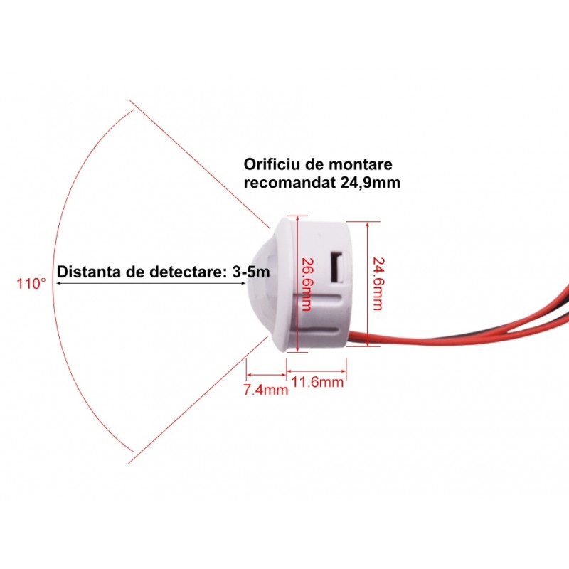 Senzor de Miscare PIR 12V-24V