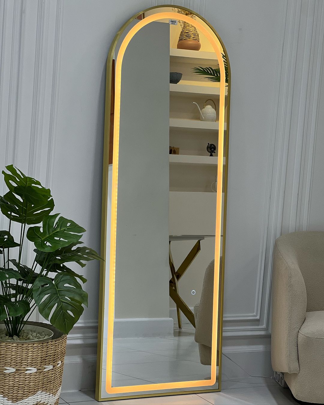 Oglinda LED cu Touch 50x160cm Floor Standing Golden Arque