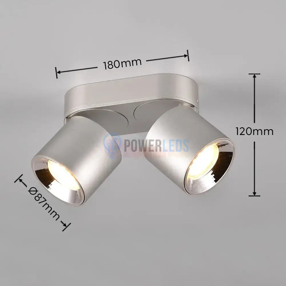 Spot LED Cilindric Aplicat Argintiu Dulie 2xGU10 Ø18x12CM led ceiling light