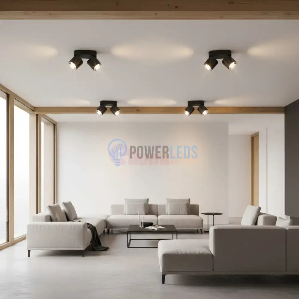 Spot LED Cilindric Aplicat Negru Dulie 2xGU10 Ø18x12CM led ceiling light