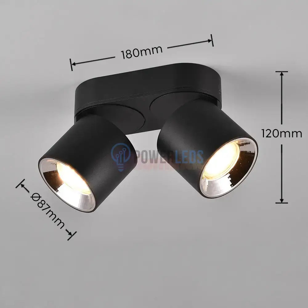 Spot LED Cilindric Aplicat Negru Dulie 2xGU10 Ø18x12CM led ceiling light