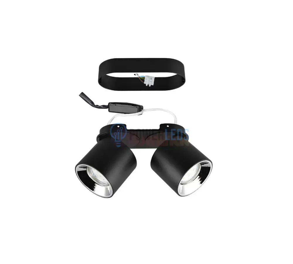 Spot LED Cilindric Aplicat Negru Dulie 2xGU10 Ø18x12CM led ceiling light