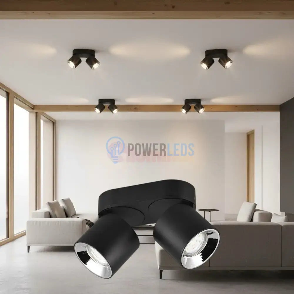 Spot LED Cilindric Aplicat Negru Dulie 2xGU10 Ø18x12CM led ceiling light