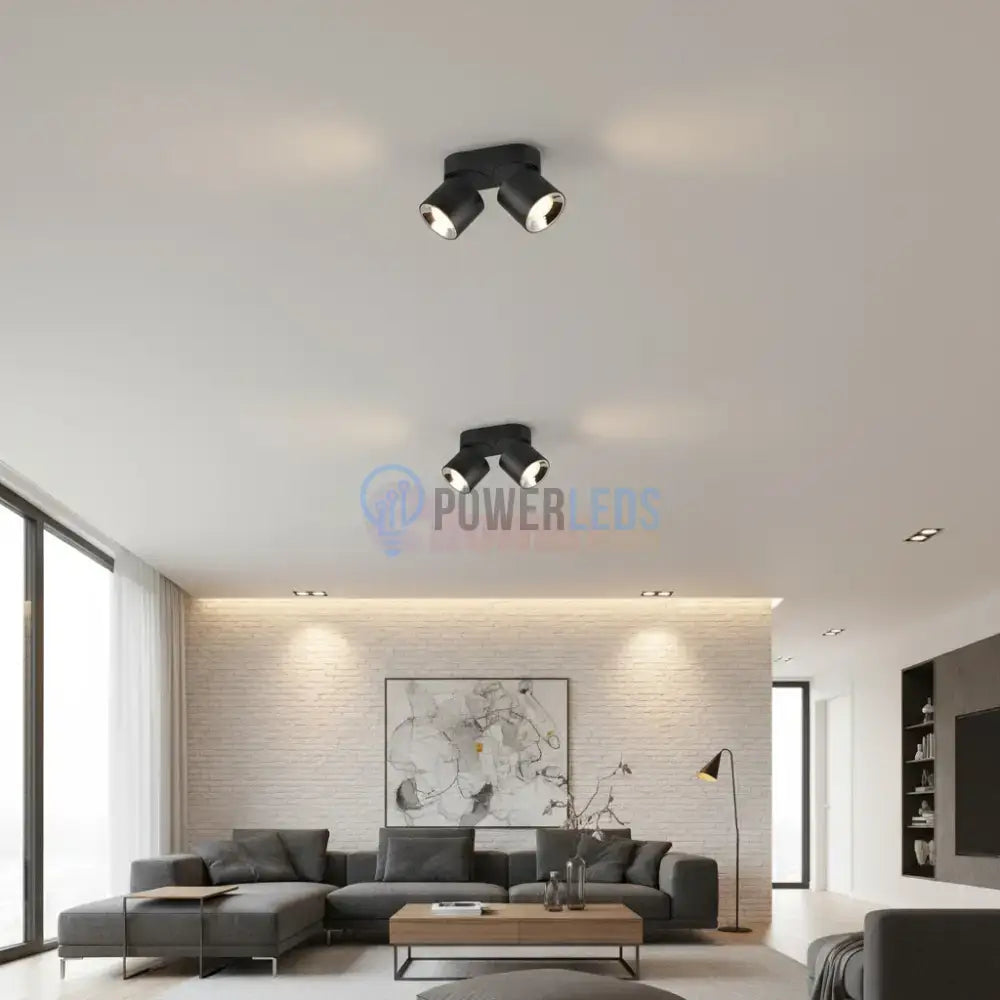 Spot LED Cilindric Aplicat Negru Dulie 2xGU10 Ø18x12CM led ceiling light