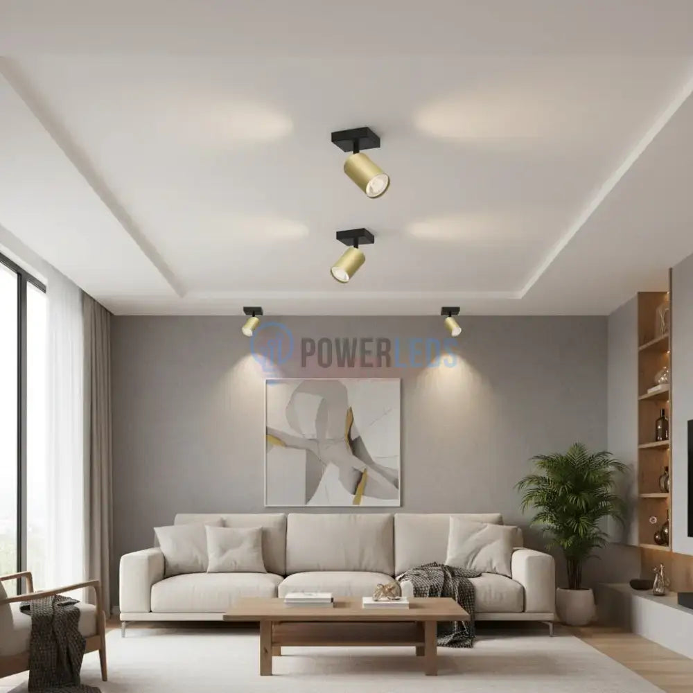 Spot Aplicat Orientabil Rotund Negru & Auriu Dulie GU10 Ø55x120mm led ceiling light