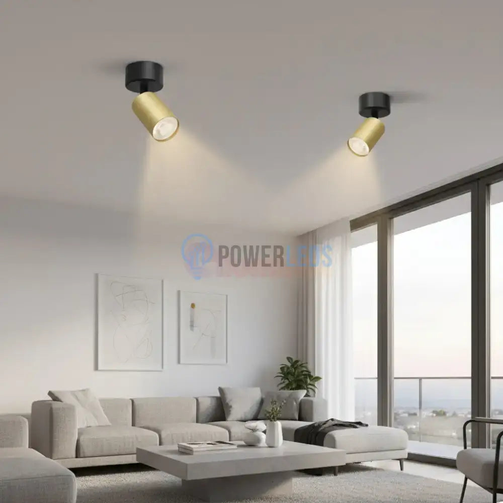 Spot Aplicat Orientabil Rotund Negru & Auriu Dulie GU10 Ø60x130mm led ceiling light