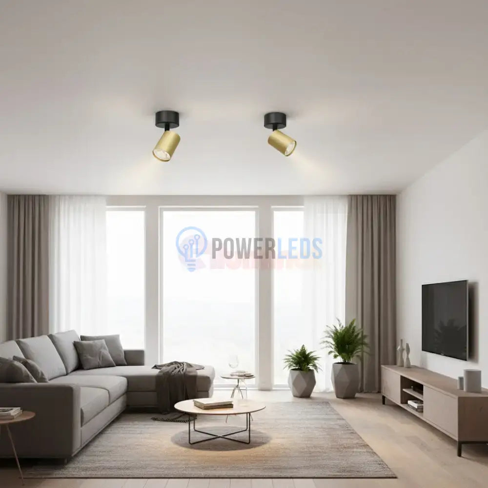 Spot Aplicat Orientabil Rotund Negru & Auriu Dulie GU10 Ø60x130mm led ceiling light