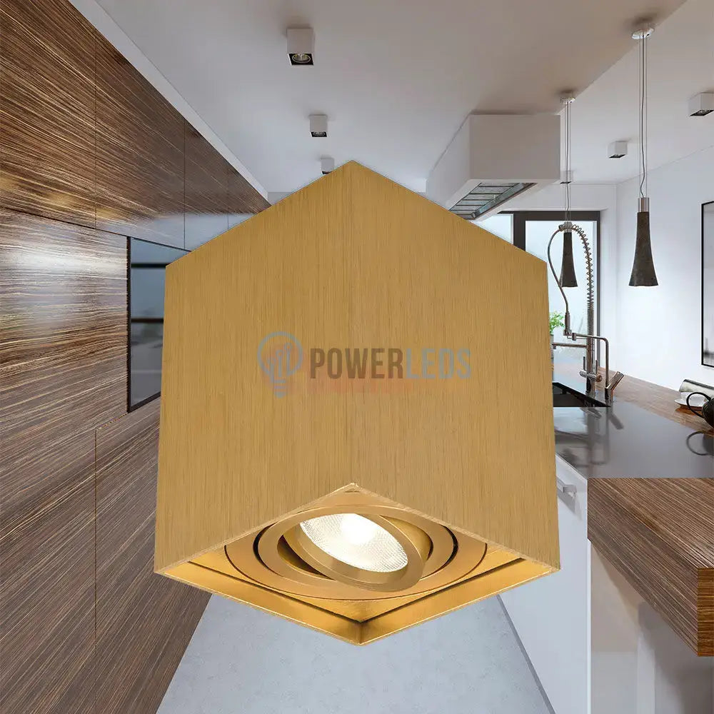 Spot Aplicat Patrat Fascicul Reglabil Auriu Dulie GU10 L80xH100mm led ceiling light